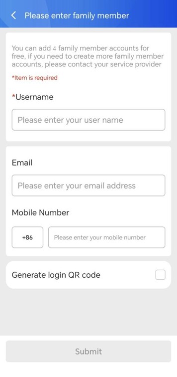 image of form for adding family members